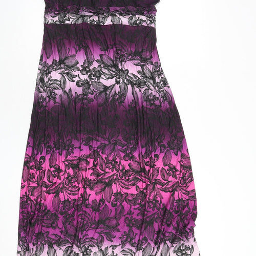 Per Una Womens Multicoloured Geometric Viscose Maxi Size 10 V-Neck Pullover
