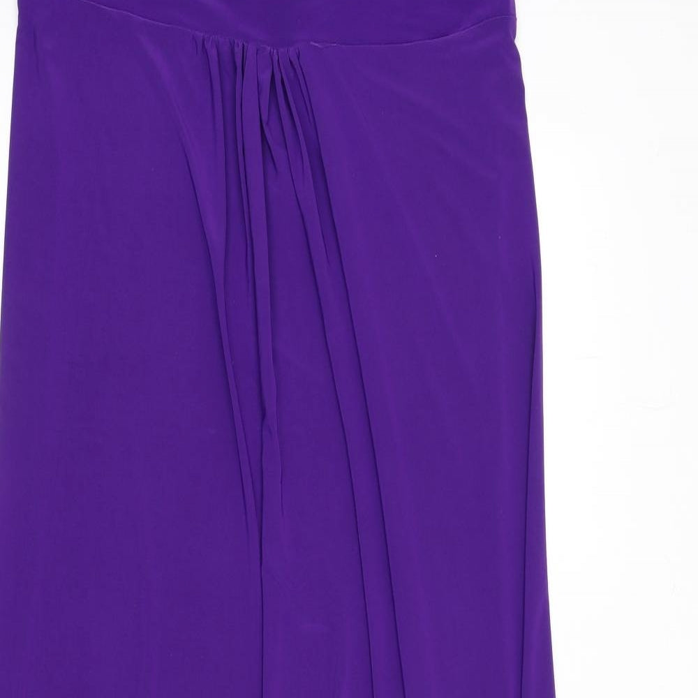 New Look Womens Purple Polyester Maxi Size 16 Off the Shoulder Pullover - Tie Back Detail