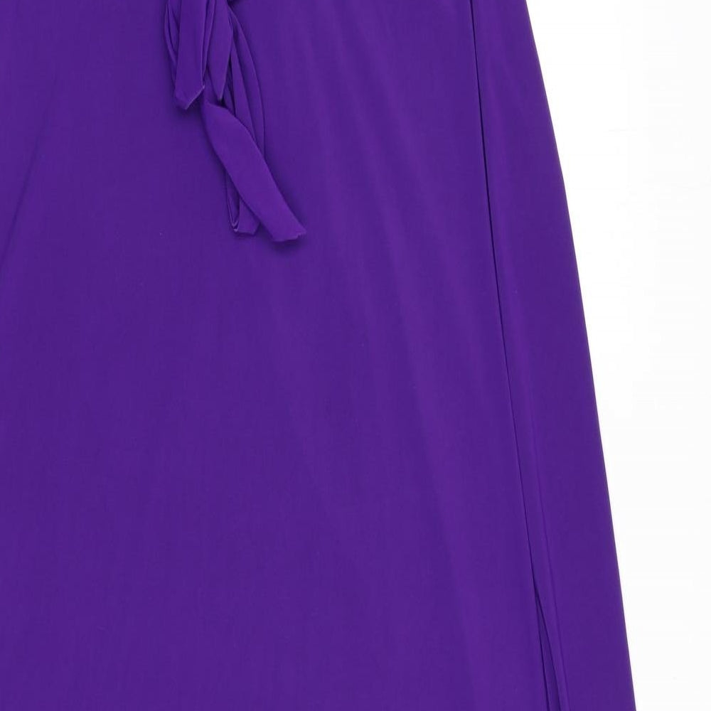 New Look Womens Purple Polyester Maxi Size 16 Off the Shoulder Pullover - Tie Back Detail