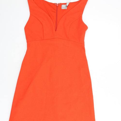 ASOS Womens Orange Polyester A-Line Size 10 Sweetheart Zip