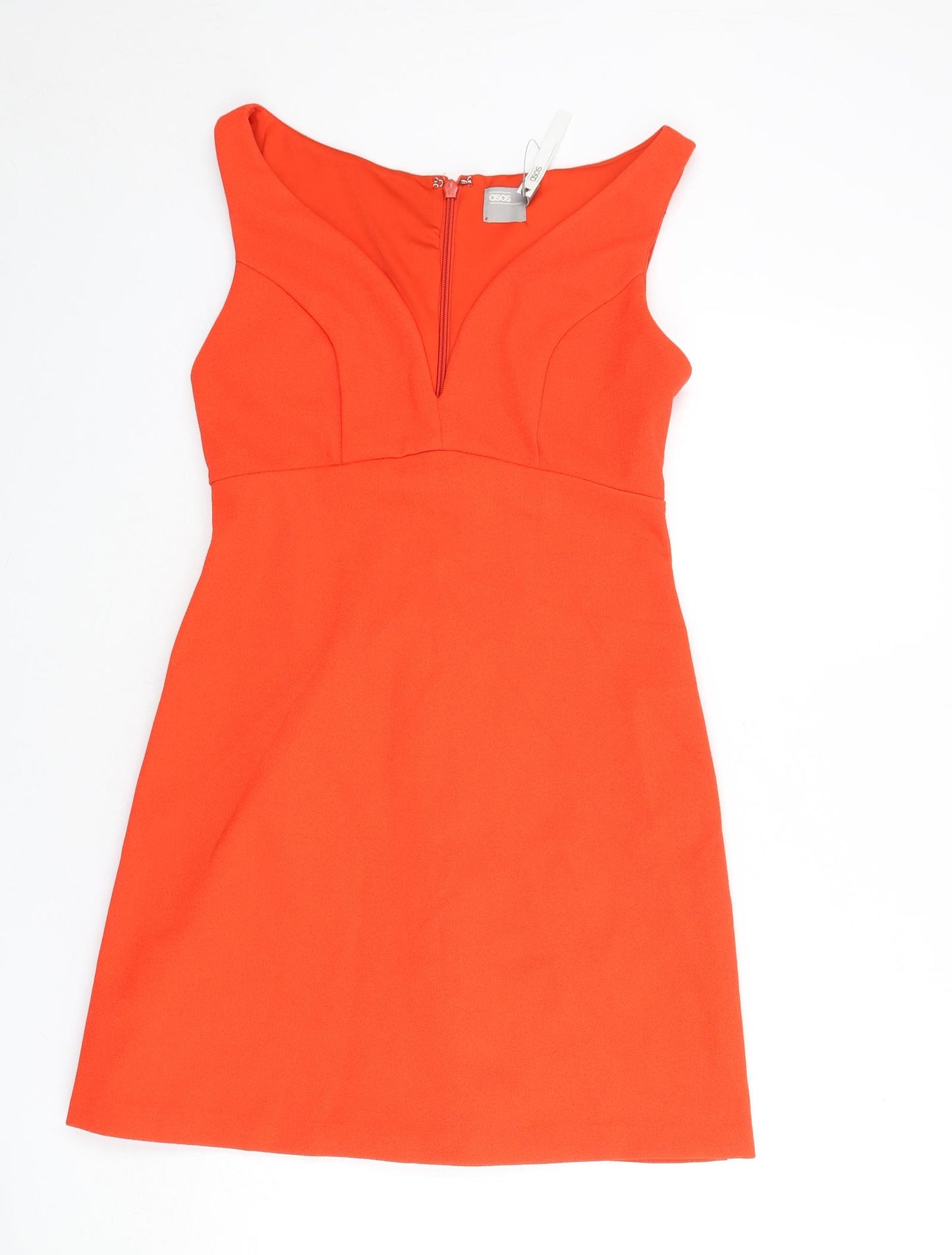 ASOS Womens Orange Polyester A-Line Size 10 Sweetheart Zip