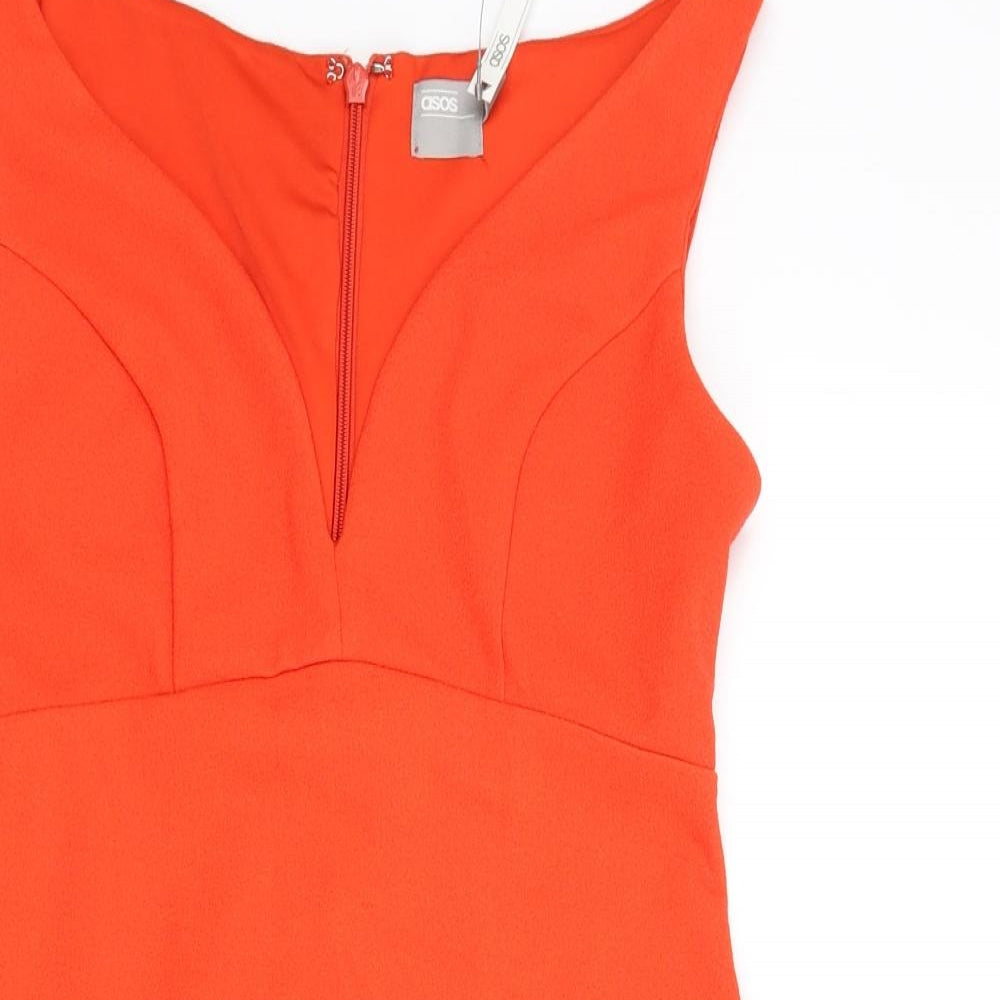 ASOS Womens Orange Polyester A-Line Size 10 Sweetheart Zip