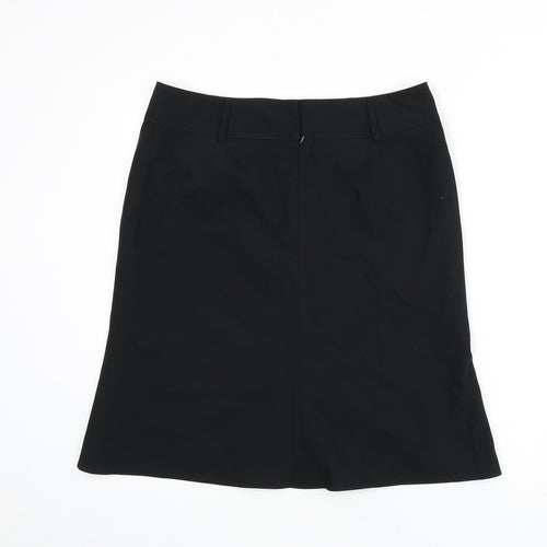 NEXT Womens Black Polyester Flare Skirt Size 14 Zip