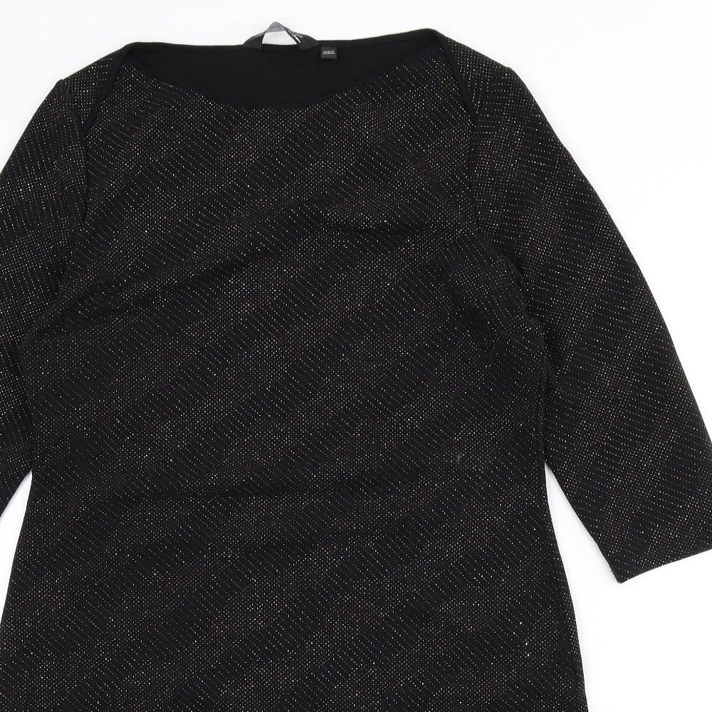 Dorothy Perkins Womens Black Polyester Pencil Dress Size 16 Round Neck Pullover