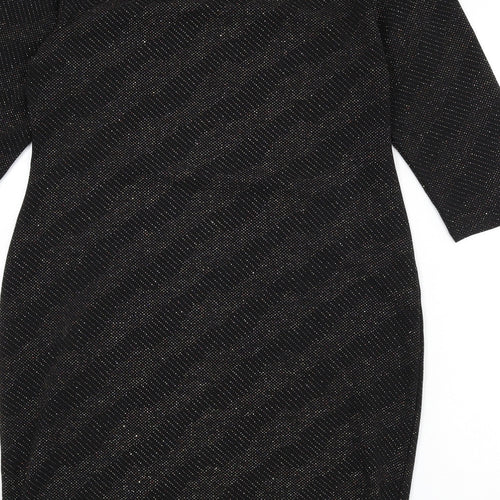 Dorothy Perkins Womens Black Polyester Pencil Dress Size 16 Round Neck Pullover
