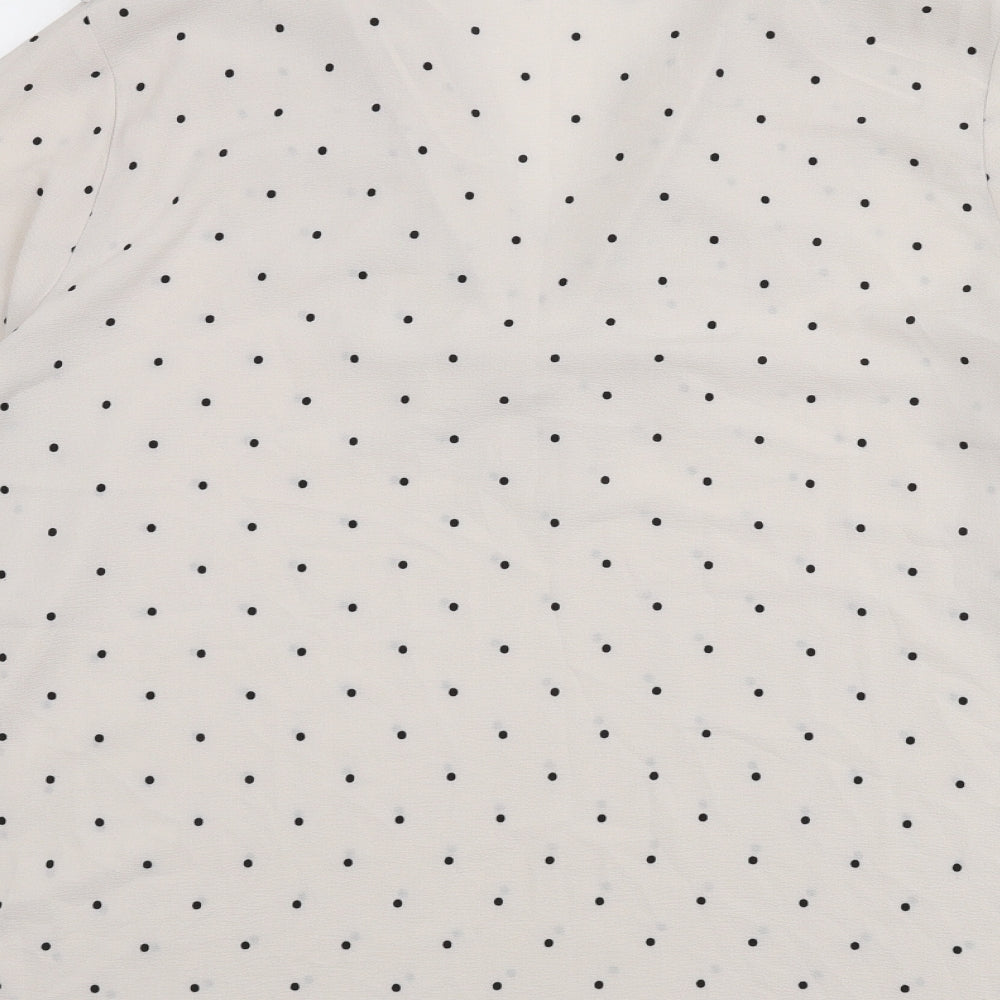 Marks and Spencer Womens Beige Polka Dot Polyester Basic Blouse Size 20 V-Neck - Ruffle Detail