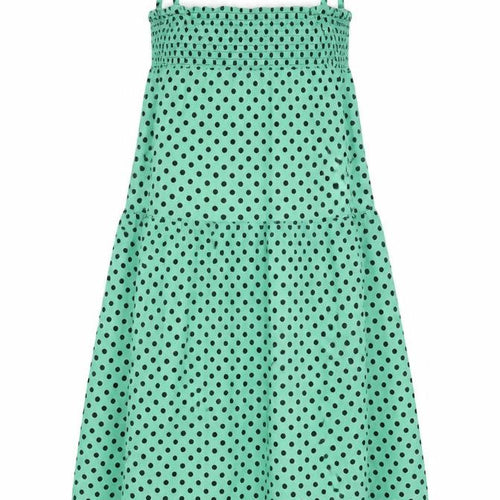ASOS Womens Green Polka Dot 100% Cotton A-Line Size 10 Square Neck Pullover - Shirred Bust
