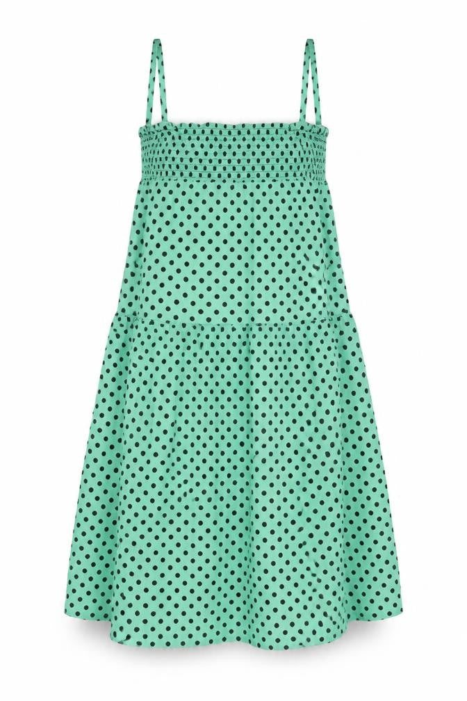 ASOS Womens Green Polka Dot 100% Cotton A-Line Size 10 Square Neck Pullover - Shirred Bust