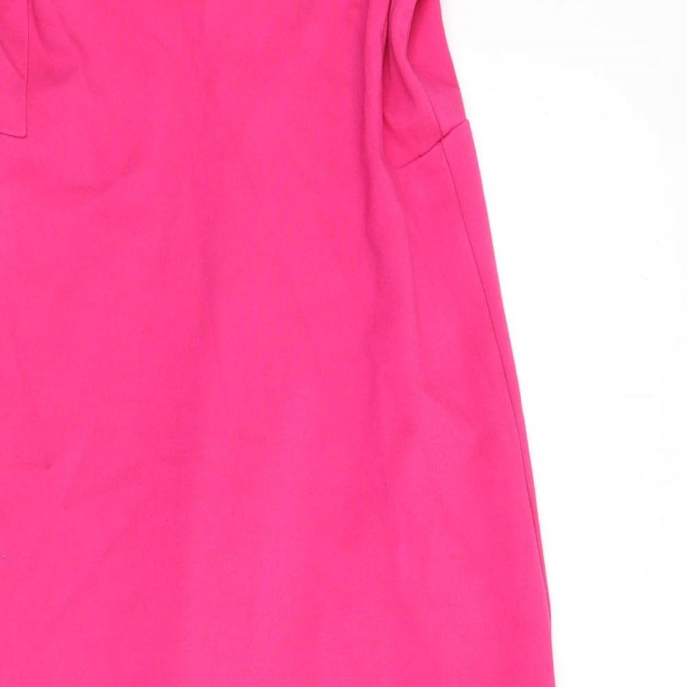 Zara Womens Pink Polyester Pencil Dress Size L Off the Shoulder Zip - Bardot