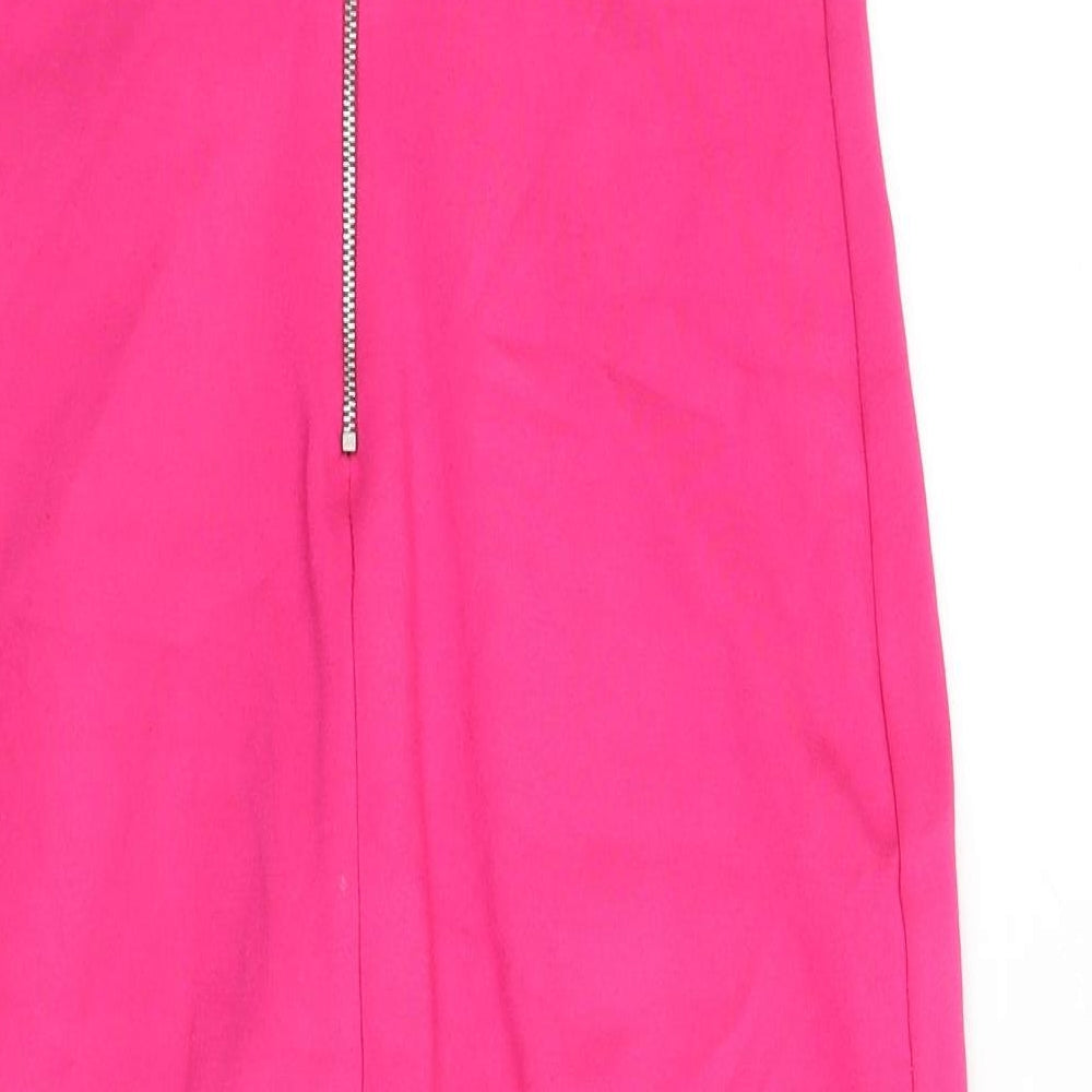 Zara Womens Pink Polyester Pencil Dress Size L Off the Shoulder Zip - Bardot
