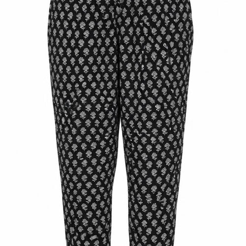 M&Co Womens Black Floral Viscose Trousers Size 10 L26 in Regular