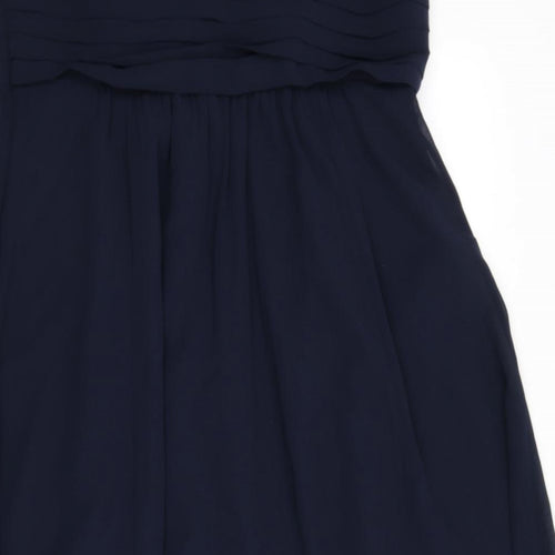 Debut Womens Blue Polyester Fit & Flare Size 16 Off the Shoulder Zip