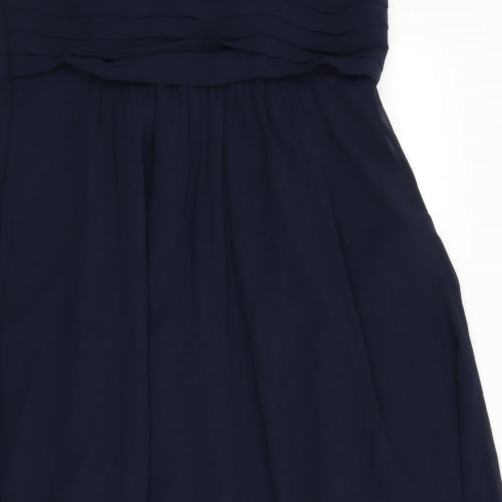 Debut Womens Blue Polyester Fit & Flare Size 16 Off the Shoulder Zip