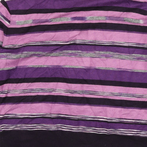 CC Womens Purple V-Neck Striped Viscose Cardigan Jumper Size M