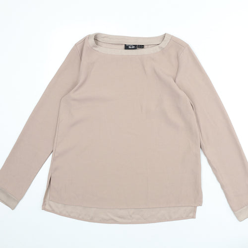 ESMARA Womens Beige Polyester Basic Blouse Size 10 Boat Neck