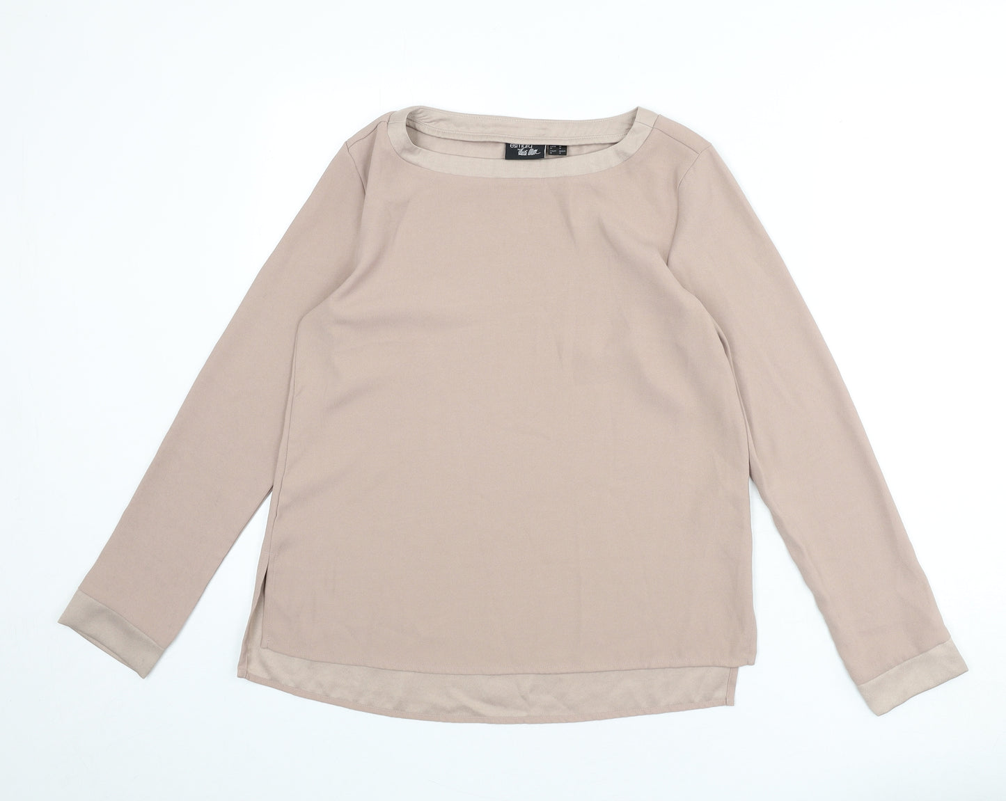 ESMARA Womens Beige Polyester Basic Blouse Size 10 Boat Neck