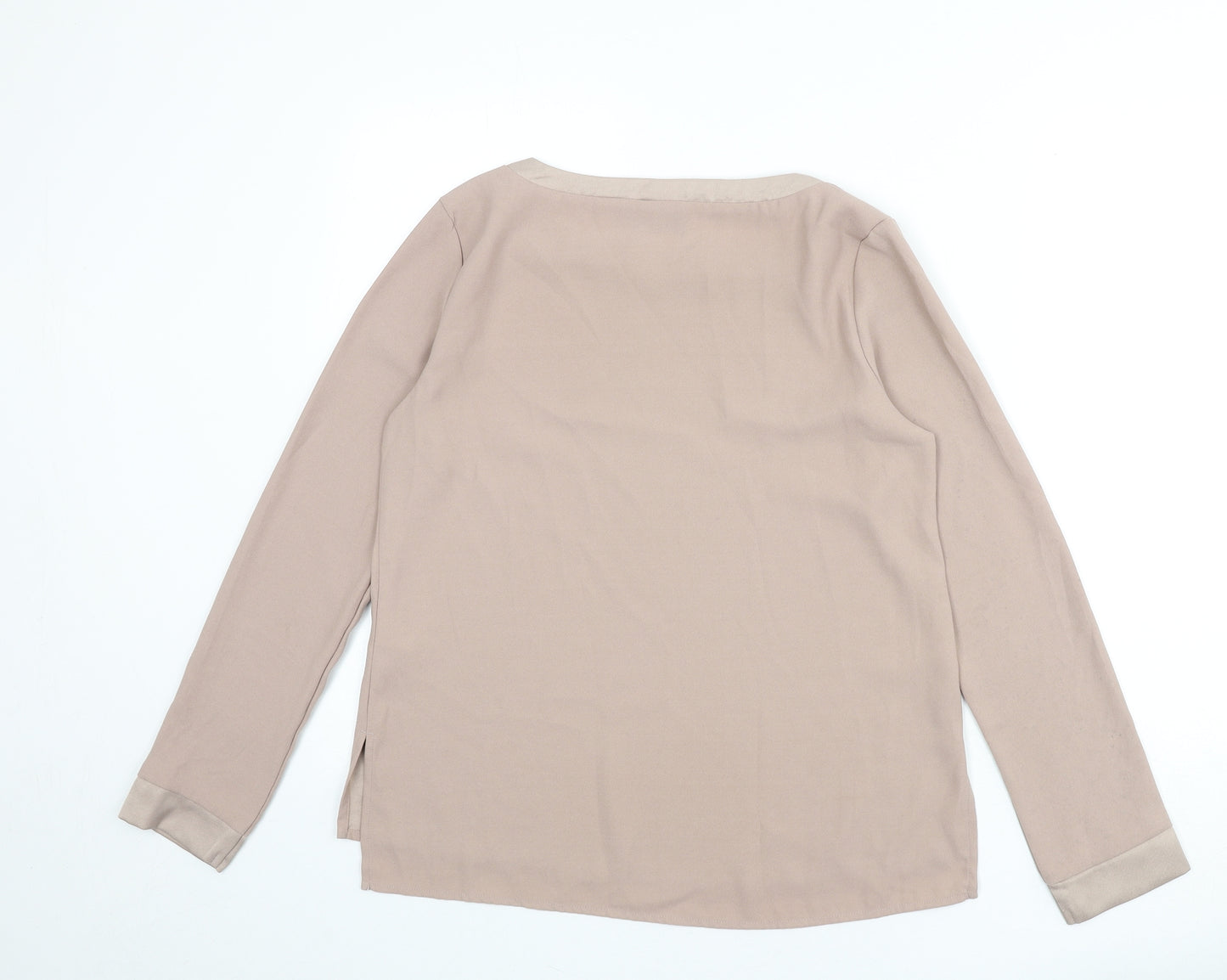 ESMARA Womens Beige Polyester Basic Blouse Size 10 Boat Neck
