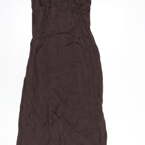 Weekday Womens Brown Viscose Maxi Size 6 Scoop Neck Zip - Racer Back