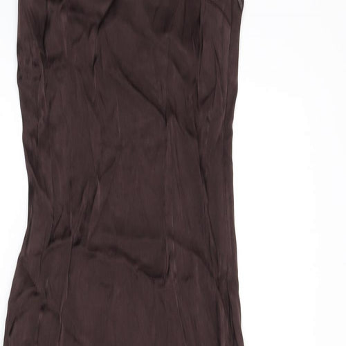Weekday Womens Brown Viscose Maxi Size 6 Scoop Neck Zip - Racer Back