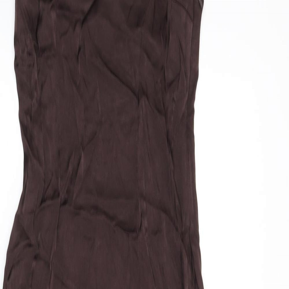 Weekday Womens Brown Viscose Maxi Size 6 Scoop Neck Zip - Racer Back