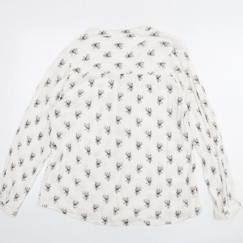 Cotton Traders Womens White Geometric Viscose Basic Blouse Size 20 Henley - Stag