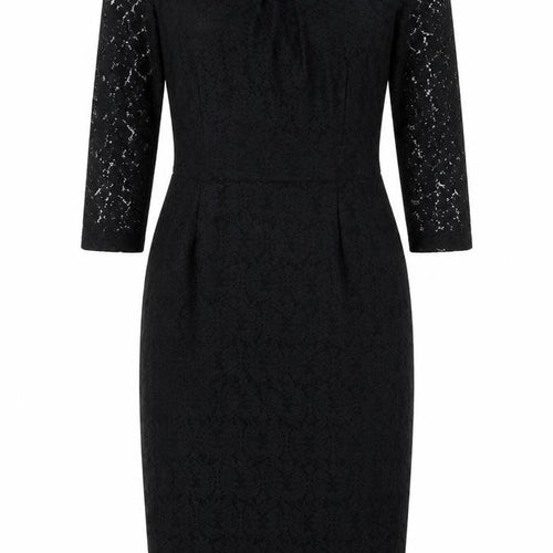 Dorothy Perkins Womens Black Cotton Bodycon Size 12 Round Neck Zip