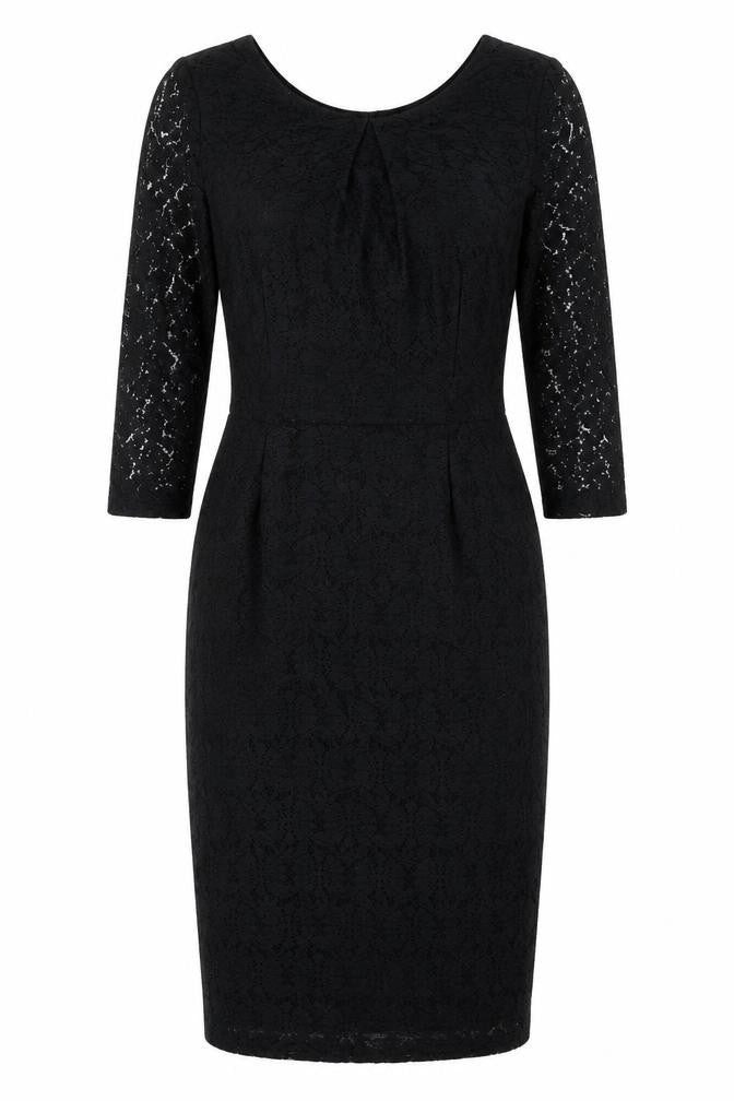 Dorothy Perkins Womens Black Cotton Bodycon Size 12 Round Neck Zip