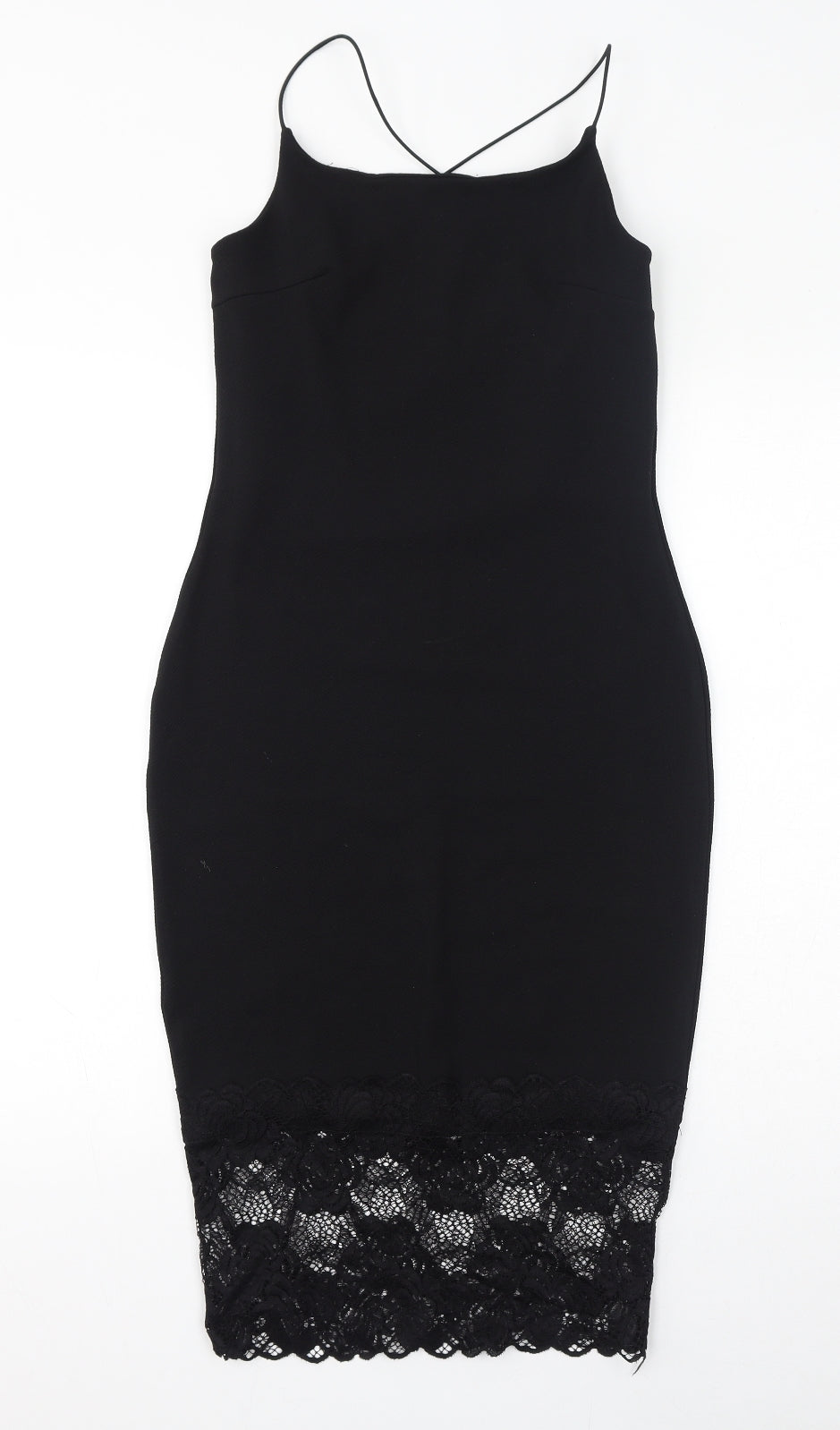 Cameo Rose Womens Black Polyester Bodycon Size 12 Round Neck Pullover - Lace Hem