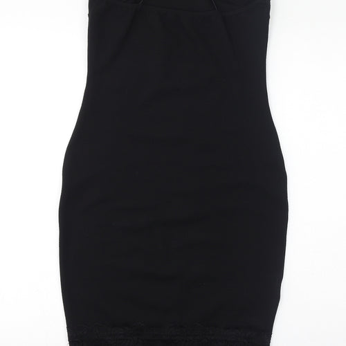 Cameo Rose Womens Black Polyester Bodycon Size 12 Round Neck Pullover - Lace Hem