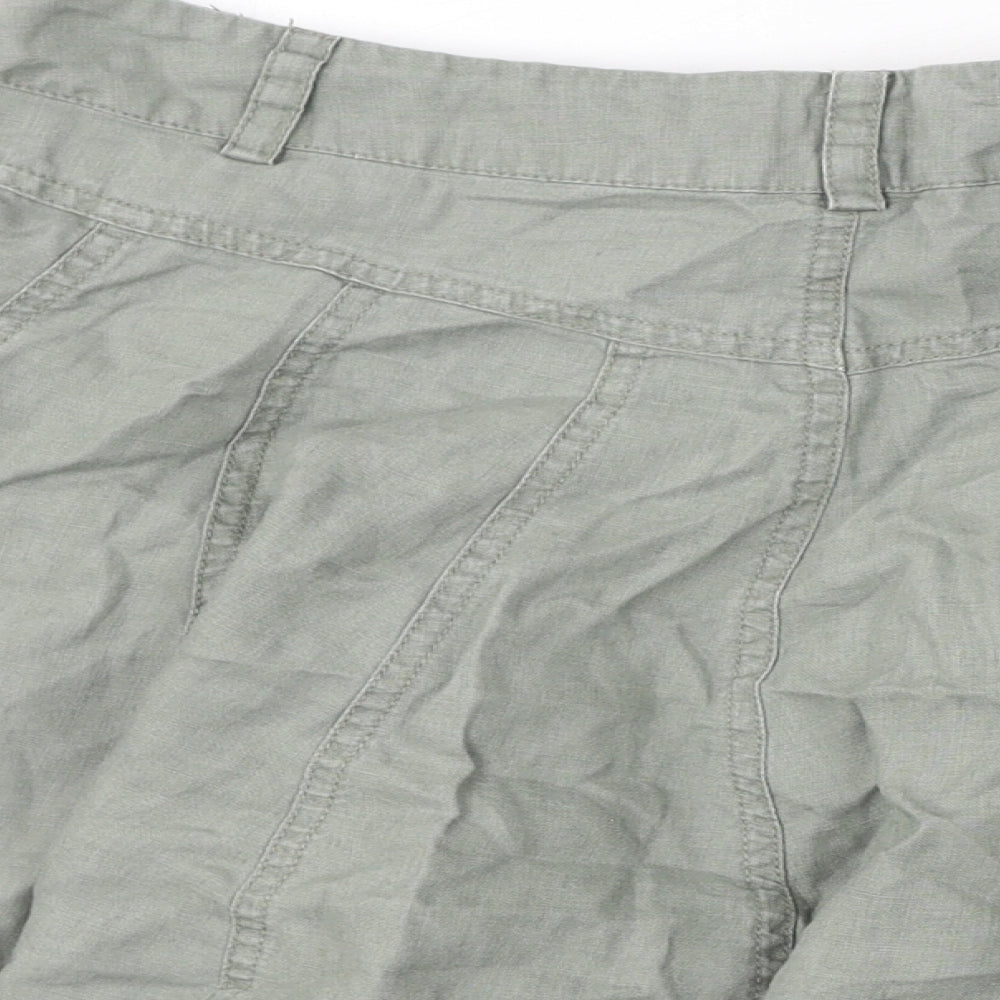 Warehouse Womens Grey Linen Flare Skirt Size 10 Zip