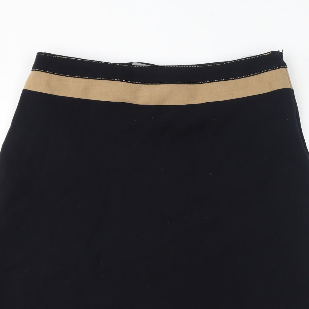 Marks and Spencer Womens Black Polyester A-Line Skirt Size 16 Zip