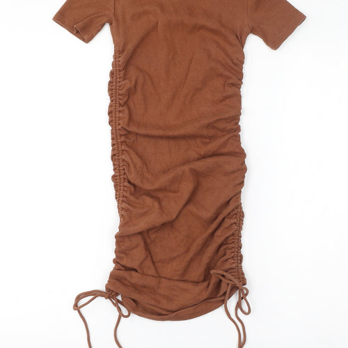 Zara Womens Brown Cotton Bodycon Size S Crew Neck Pullover - Rushed
