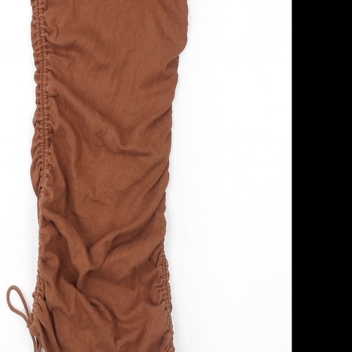 Zara Womens Brown Cotton Bodycon Size S Crew Neck Pullover - Rushed