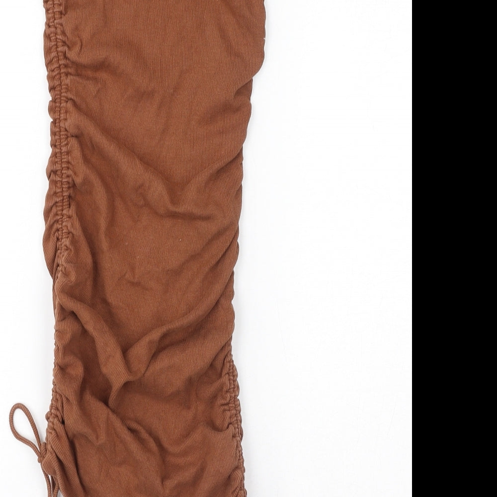 Zara Womens Brown Cotton Bodycon Size S Crew Neck Pullover - Rushed