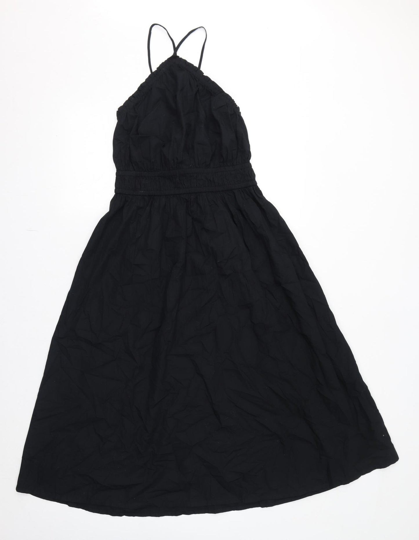 Marks and Spencer Womens Black Cotton A-Line Size 8 Halter Pullover