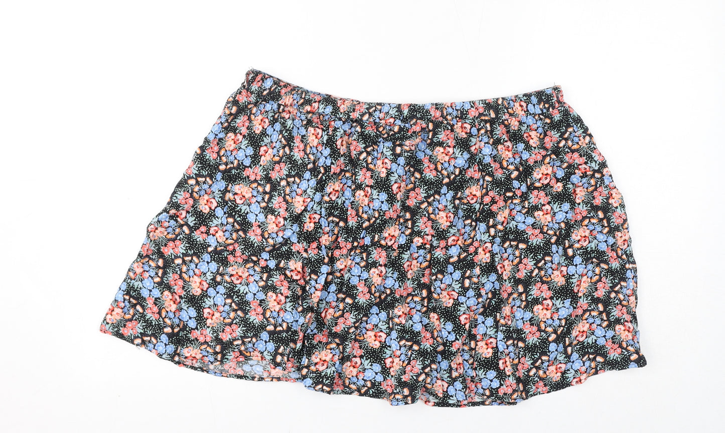 New Look Womens Multicoloured Floral Viscose Mini Skirt Size 14 - Ruffles