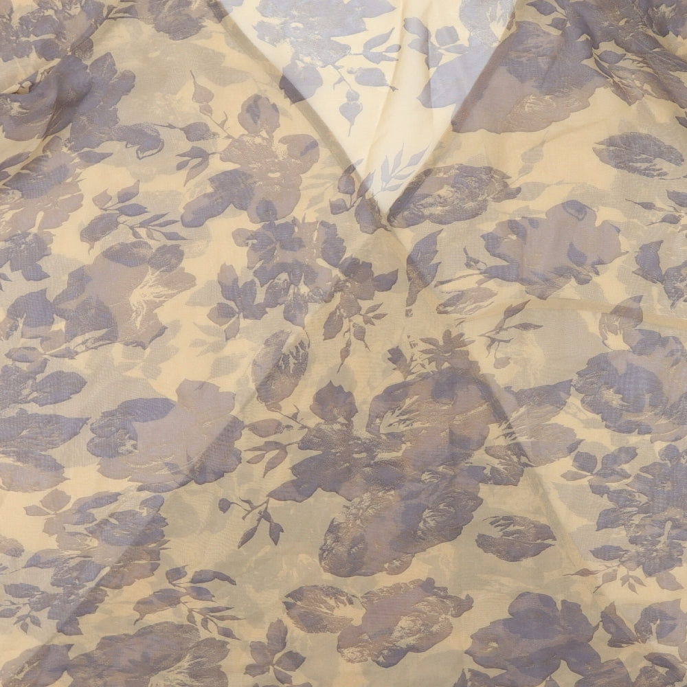 Topshop Womens Brown Floral Polyester Wrap Blouse Size 14 V-Neck - Sheer