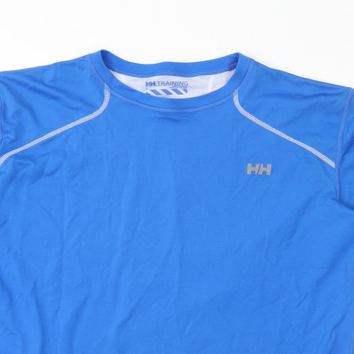 Helly Hansen Boys Blue Polyester Basic T-Shirt Size L Round Neck Pullover - Training