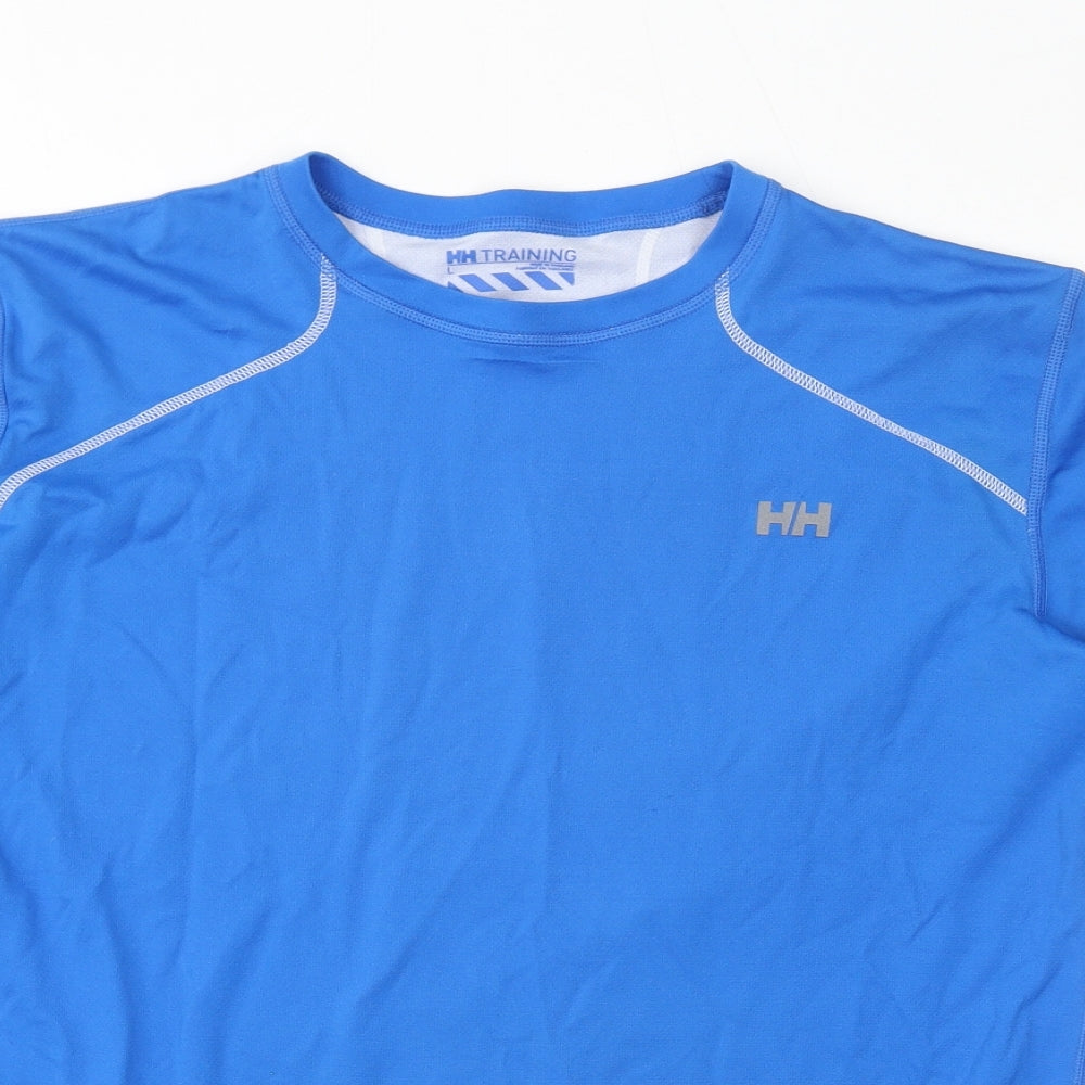 Helly Hansen Boys Blue Polyester Basic T-Shirt Size L Round Neck Pullover - Training