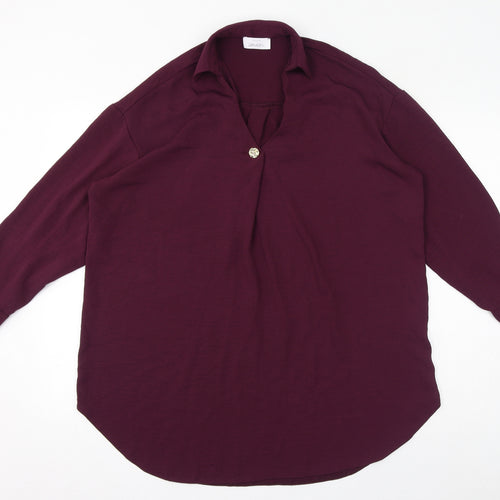 Yours Womens Red Polyester Basic Blouse Size 18 V-Neck