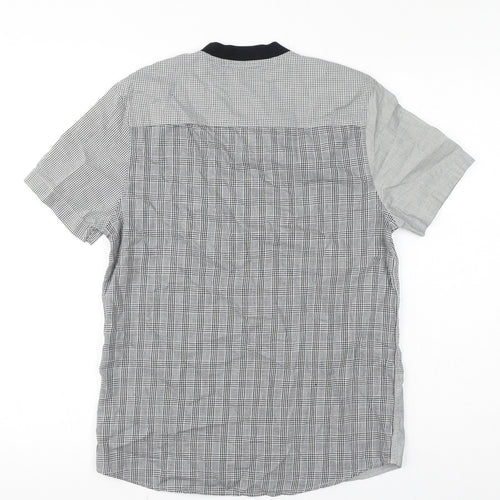 NEXT Boys Grey Check Cotton Basic Button-Up Size 12 Years Crew Neck Button