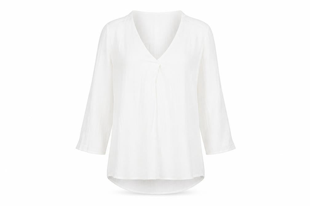 Stradivarius Womens White Polyester Basic Blouse Size XS V-Neck