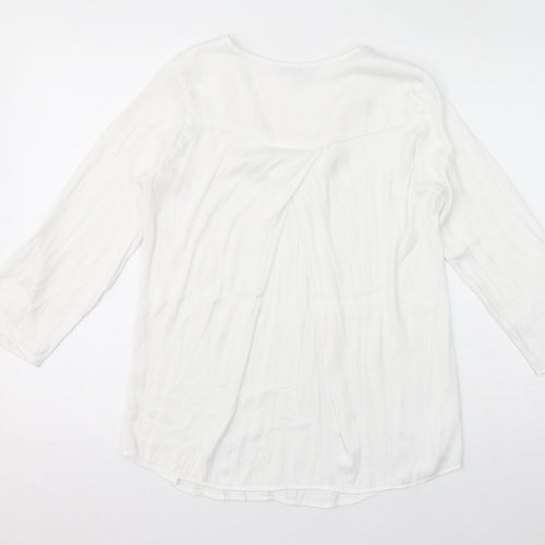 Stradivarius Womens White Polyester Basic Blouse Size XS V-Neck