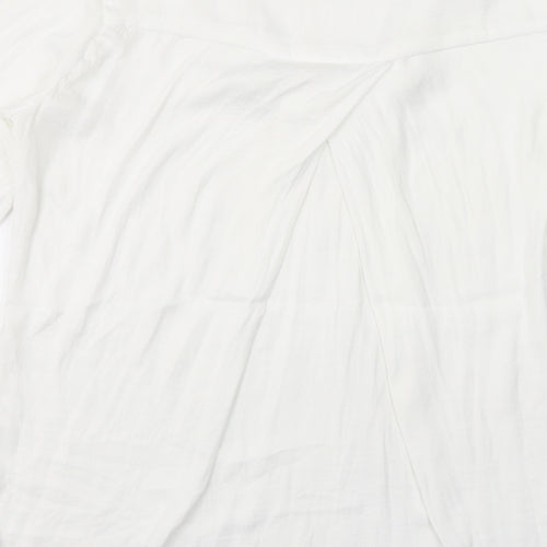 Stradivarius Womens White Polyester Basic Blouse Size XS V-Neck