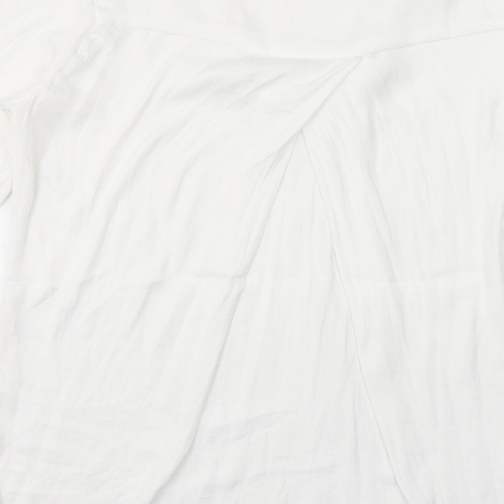 Stradivarius Womens White Polyester Basic Blouse Size XS V-Neck