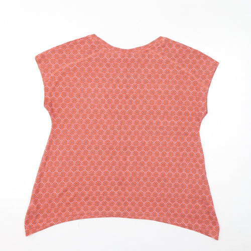 NEXT Womens Orange Geometric Polyester Basic T-Shirt Size 14 Round Neck