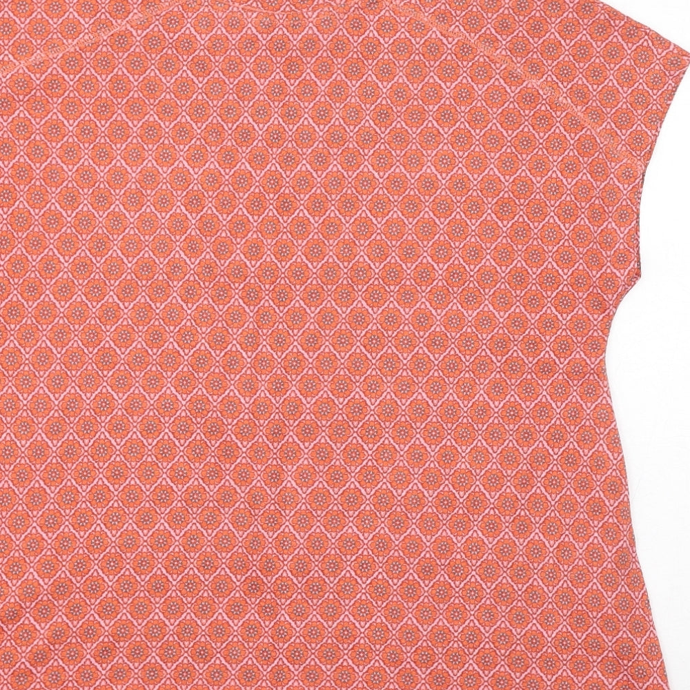 NEXT Womens Orange Geometric Polyester Basic T-Shirt Size 14 Round Neck