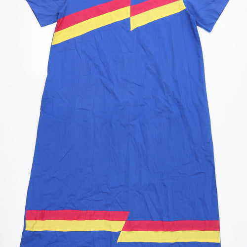 DARA RICHI Womens Blue Polyester A-Line Size L V-Neck Pullover