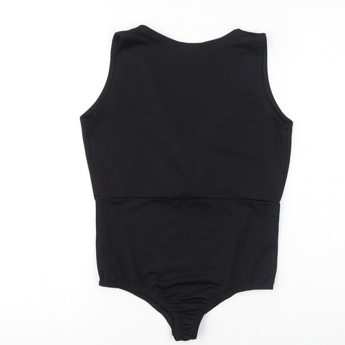 PRETTYLITTLETHING Womens Black Polyester Bodysuit One-Piece Size 8 Button