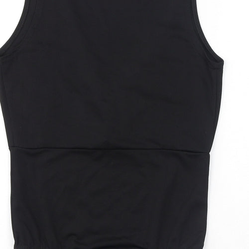 PRETTYLITTLETHING Womens Black Polyester Bodysuit One-Piece Size 8 Button